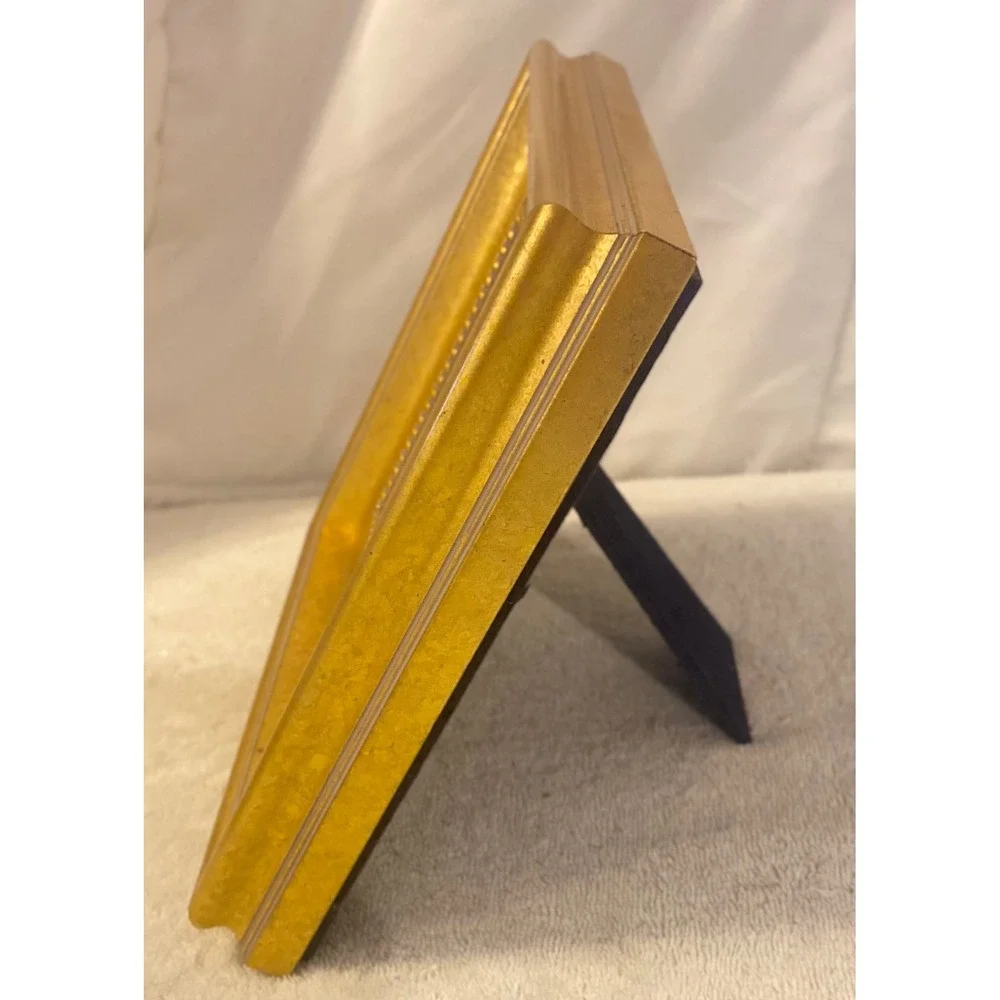 Vintage Mexican Gilt Wood Picture Frame Gold Leaf Beaded Square 8.75in Mexico